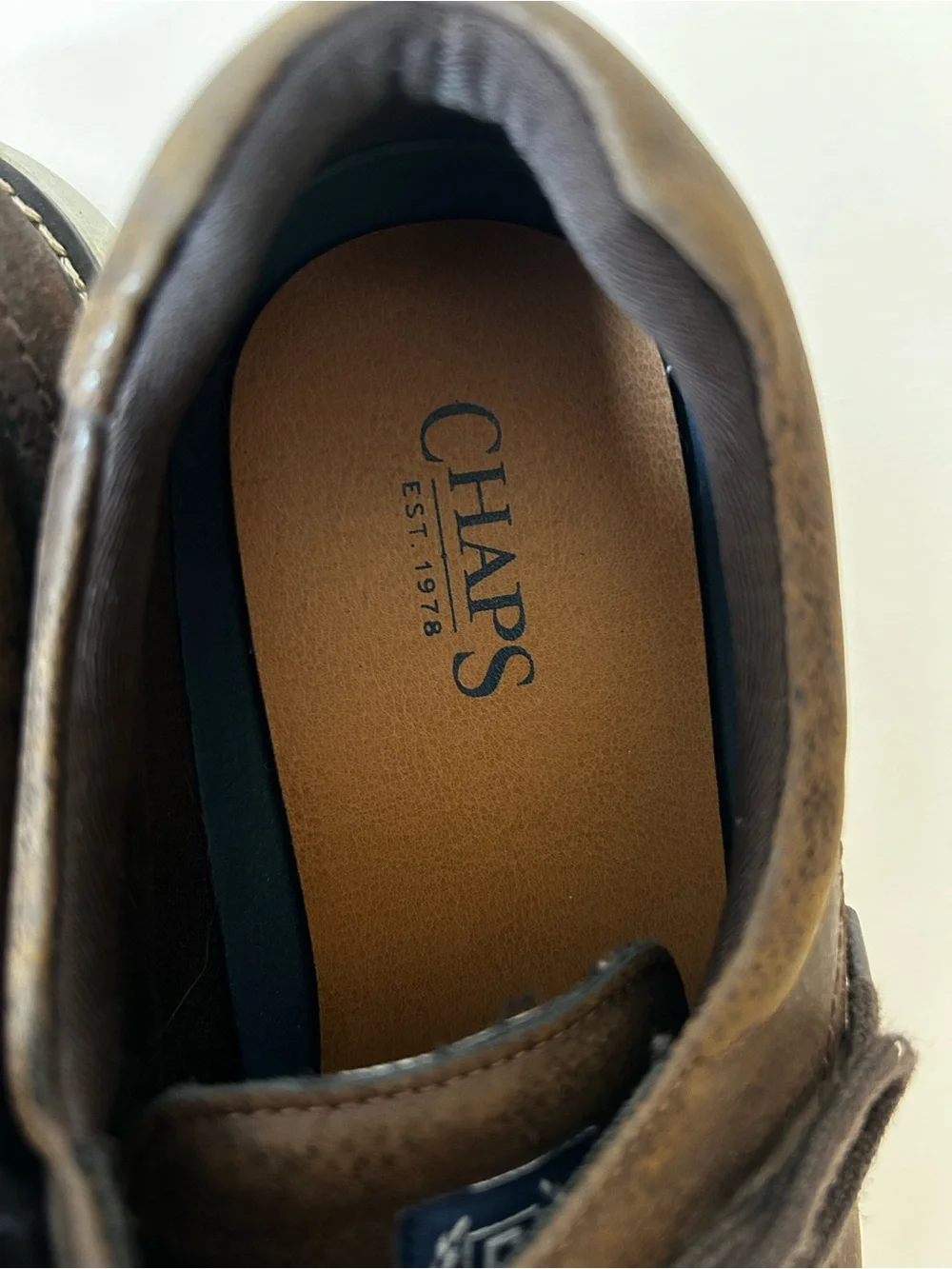 Chaps Brown Leather Lace-Up Oxfords